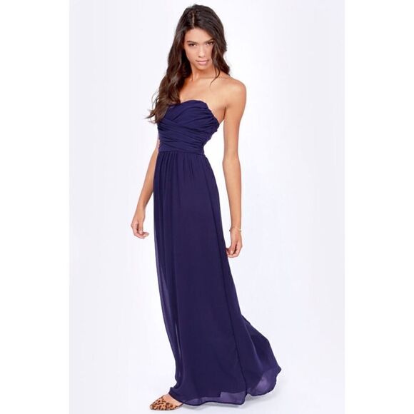 LULUS Exclusive Slow Dance Strapless Navy Blue Maxi Dress - Picture 3 of 11